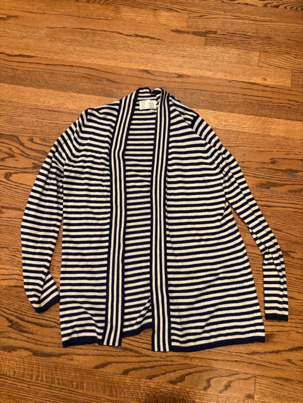 Anthropologie Saturday Sunday Navy and White Striped Open-Front Cardigan